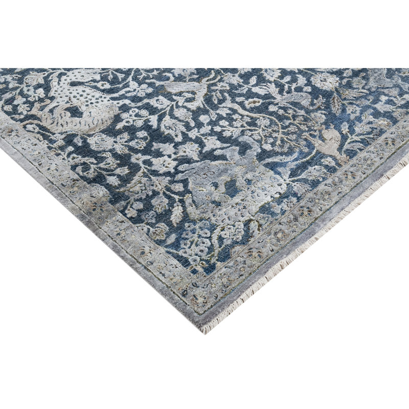 Hand Knotted Silk and Wool Indoor Rug, Rectangle 9 pi x 12 pi