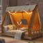 Lit maison avec tente et lumière-949493190-949493188