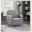 Chaise inclinable classique classique avec dossier en tissu gris, structure en bois massif et coussin en mousse haute densité pour un confort et une durabilité ultimes