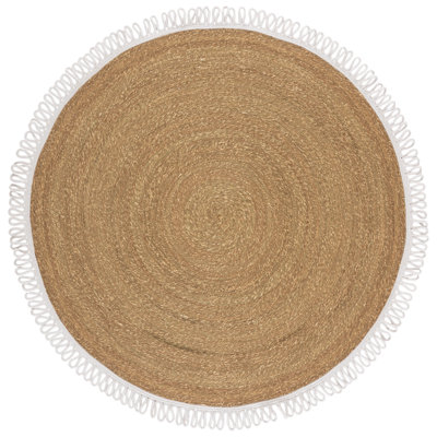 Latte de bambou tressée en fibre naturelle / ruppie maritime; Tapis d'intérieur en coton sans motif