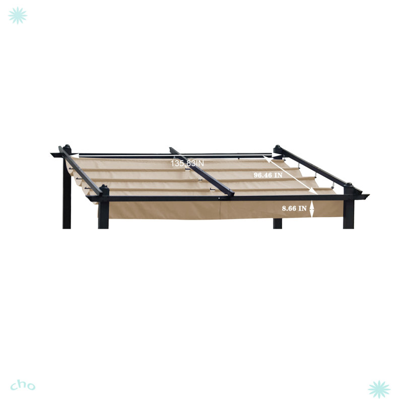 Pergola escamotable de remplacement pour terrasse, Kaki, H 0,25 po x l 136,08 po x P 96,33 po
