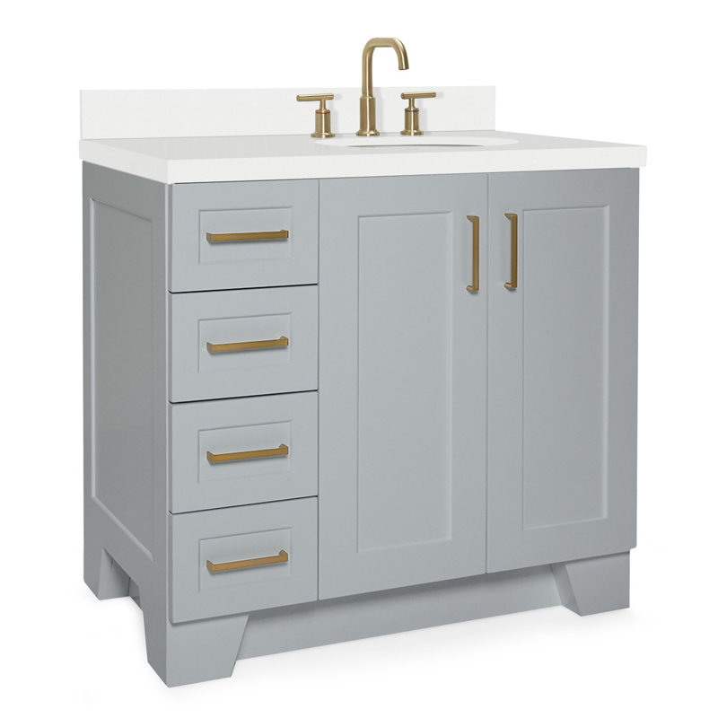 37 IN.  Single Bathroom Vanity, Right, Oval, Gray