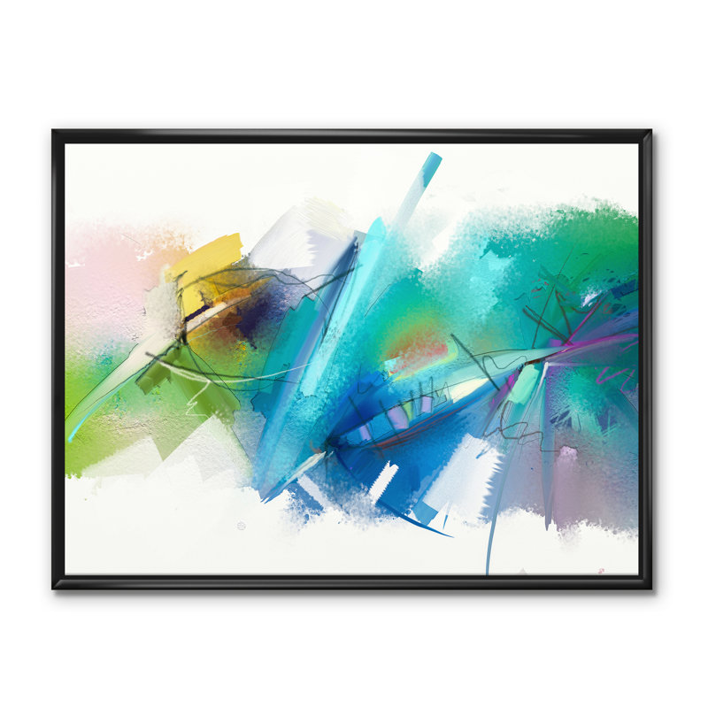 Danse abstraite de différentes nuances de bleu II, reproduction d'art graphique sur toile, H 30 po x l 40 po x 1,5 po