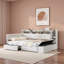 Lit de jour rembourré avec repose-pieds avec rangement, tablettes, 2 tiroirs, charge USB et lumière DEL-997540073-997540068
