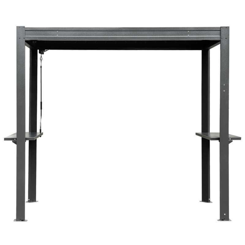 8X5 FT Grill Louvered Pergola For Outdoor Grill, Hardtop Grill Pergola With Built-In Gutter & Adjustable Rainproof Roof, Metal Shelter Gazebo For Patio Backyard Deck -Gray