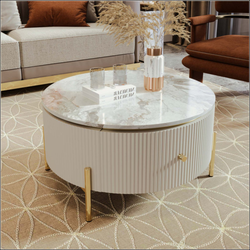Table basse moderne avec 2 grands tiroirs de rangement Modern