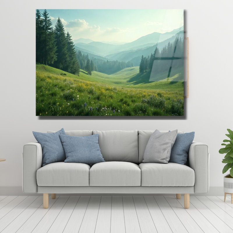 Nature paysage - Art mural en verre trempé campagne rustique, H 30 po x l 40 po