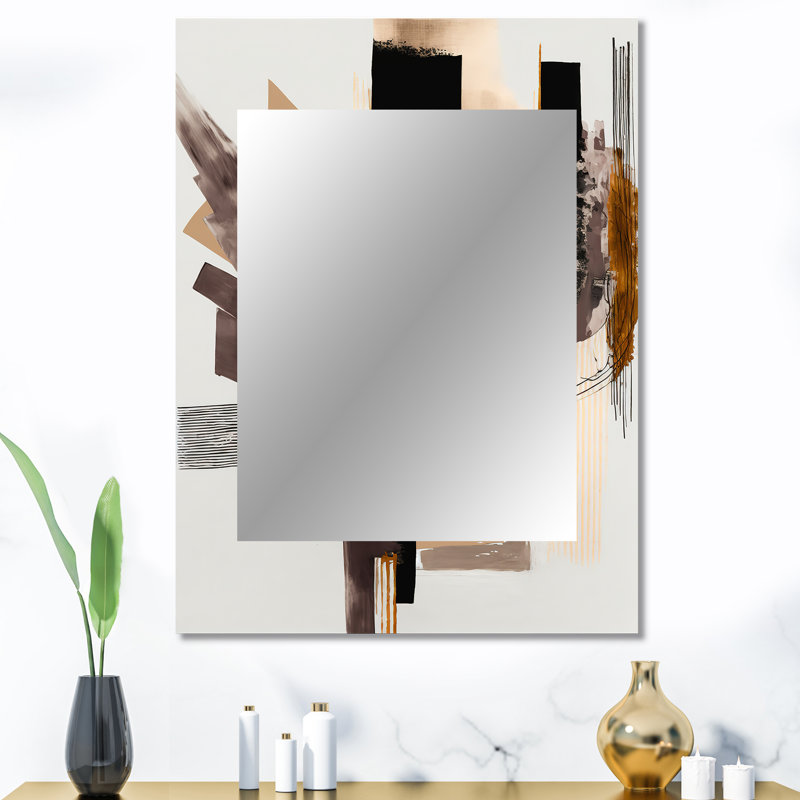 Warm Watercolor Abstract I - Abstract Unique Wall Mirror Decor, Black Large Mirror, Printed Metal Art, 40" x 30"