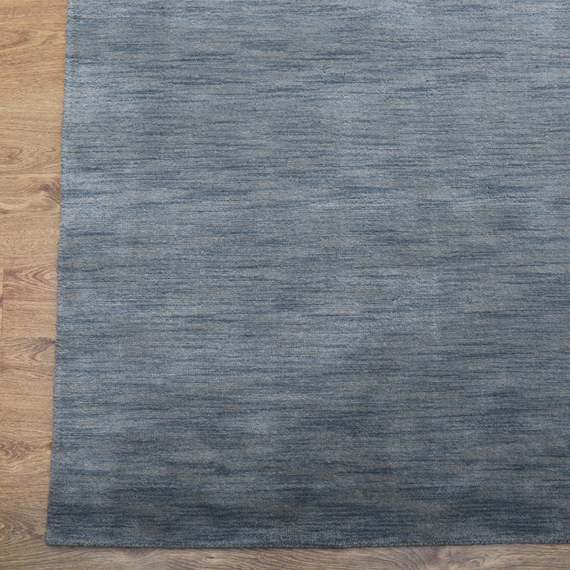 Tapis en laine Delano noué à la main - carré | Couleur bleu clair | Design uni uni | Tapis antidérapants fabriqués à la main à poils longs pour le salon, la chambre à coucher