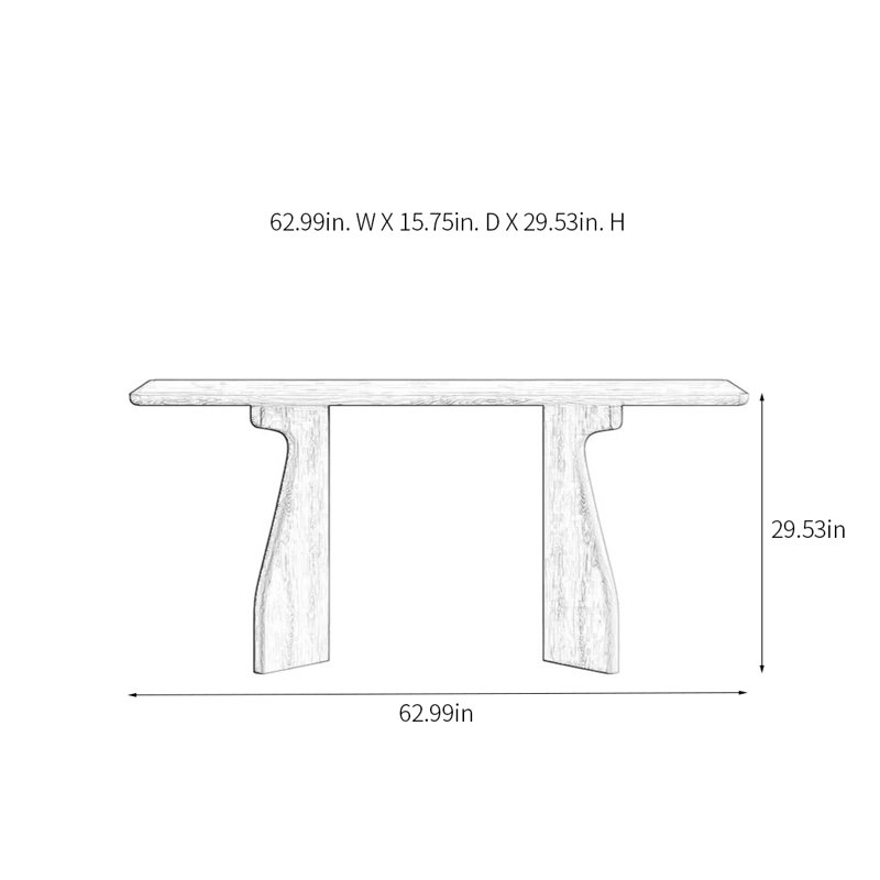 Minimalist Solid Wood Console Table, 29.53" H x 62.99" W x 15.75" D