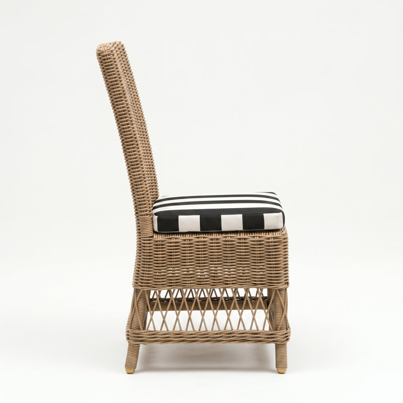 Destin Natural Outdoor Patio Dining Chairs - Canvas Cabana, Brown, Canvas Cabana