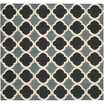 Milltown Geometric Handwoven Wool Black/White Area Rug
