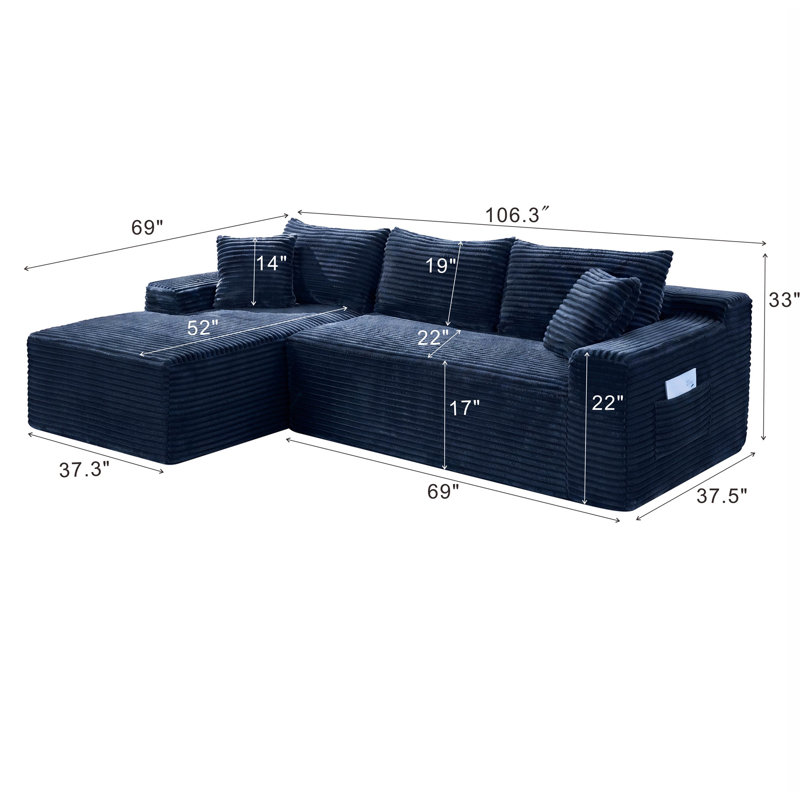 Canapé modulaire 106,3 po Cloud, Blue