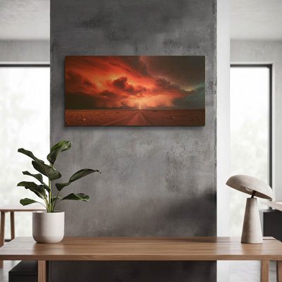 'Supercell Red' By r3darch0n Gold Metal Wall Art, 24" x 12"