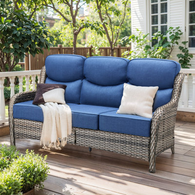 Wickes Patio Outdoor PE Wicker Sofa With 6" Thickness Cushions