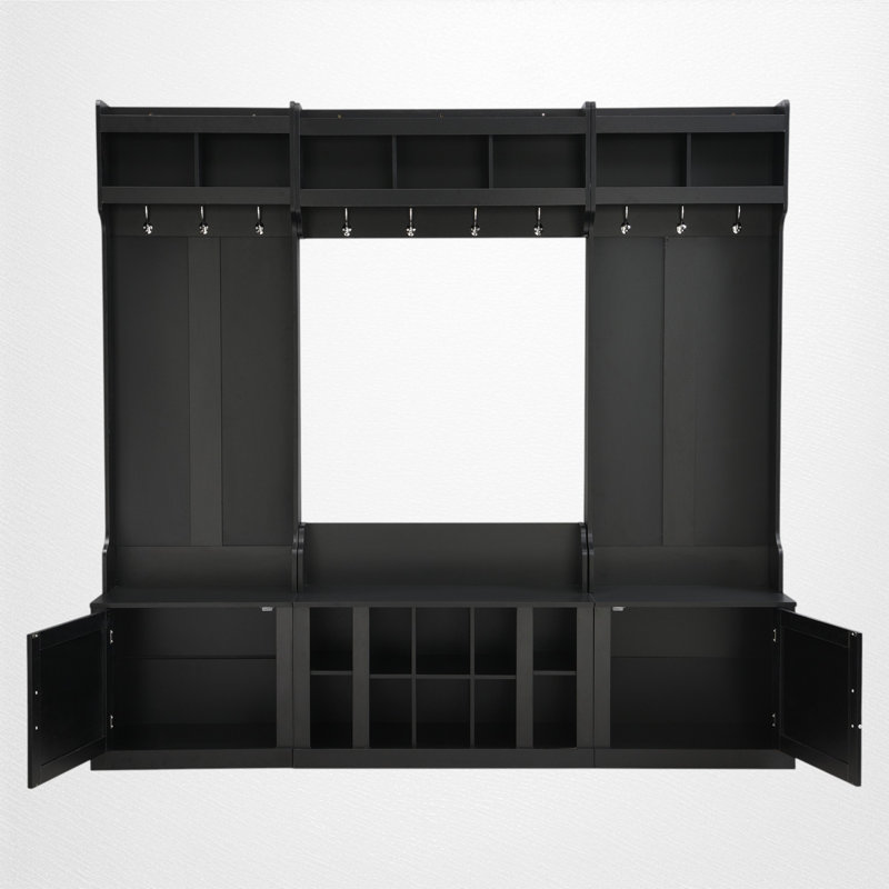 Hall Tree 82.63" Wide With Bench And Storage, Black