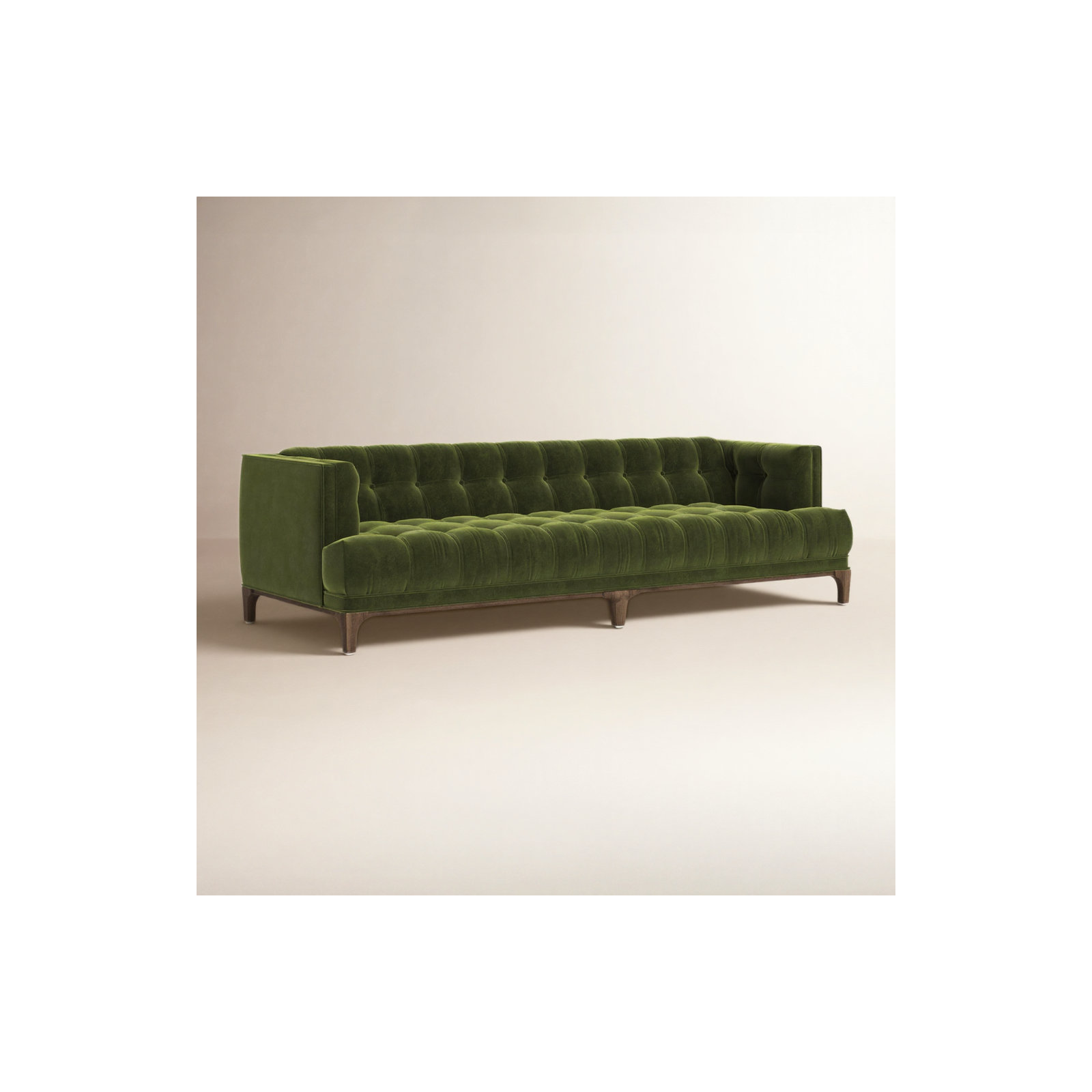 Bari 91'' Tufted Tuxedo Sofa, Sapphire Olive Velvet, Aspen Gray