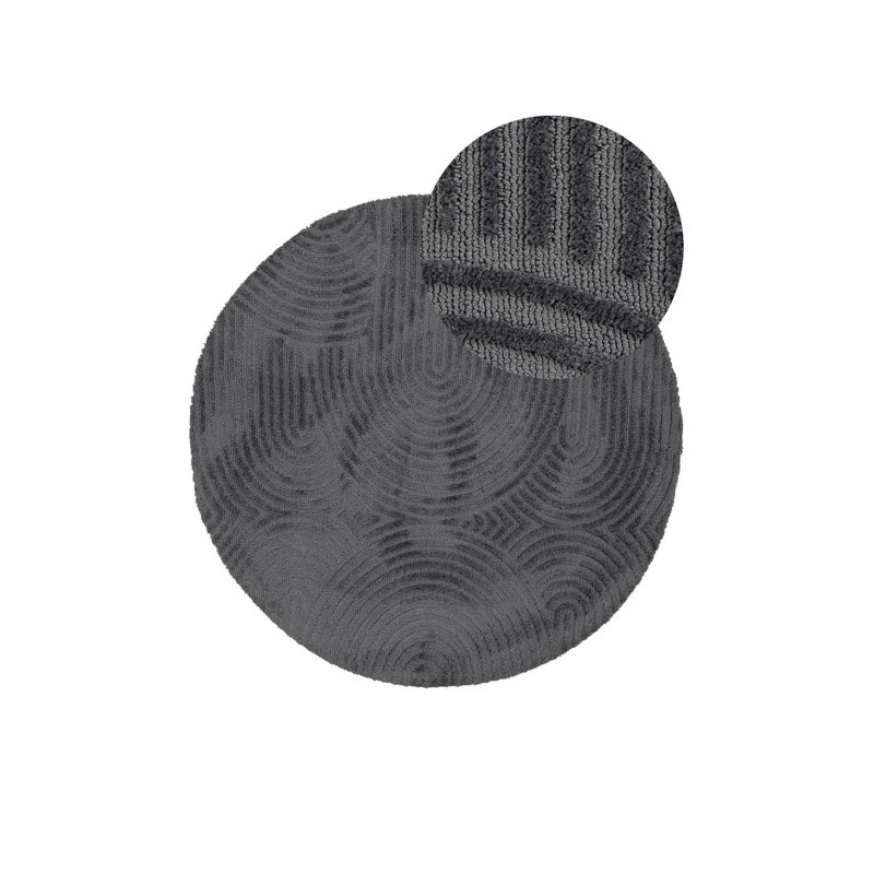 Handmade Microfibre Rug in Grey, Round 150cm