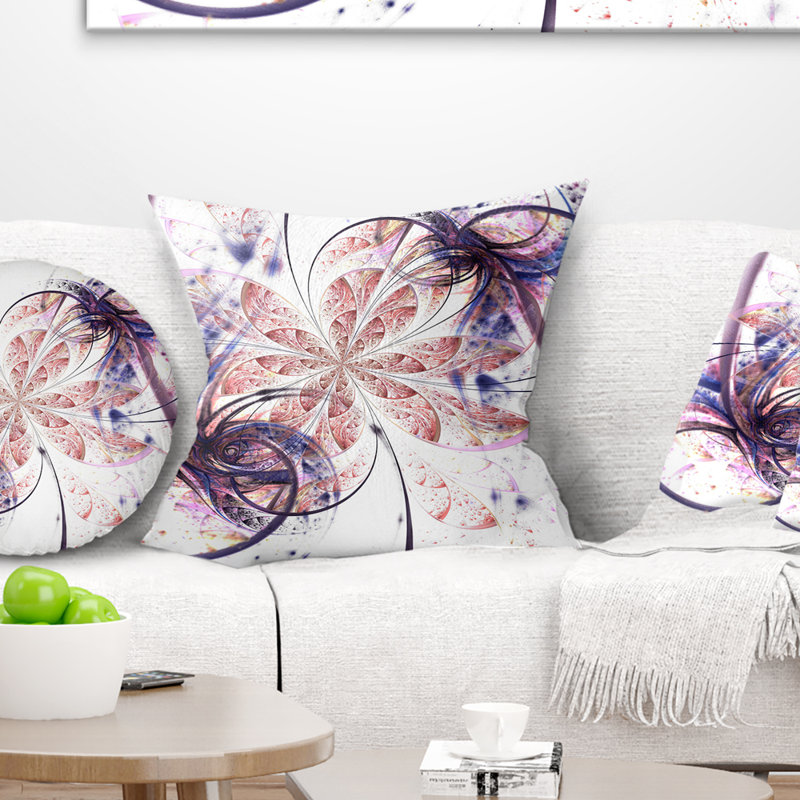 Coussin décoratif à motif fleur abstrait, Coussin décoratif, 16 po x 1 po