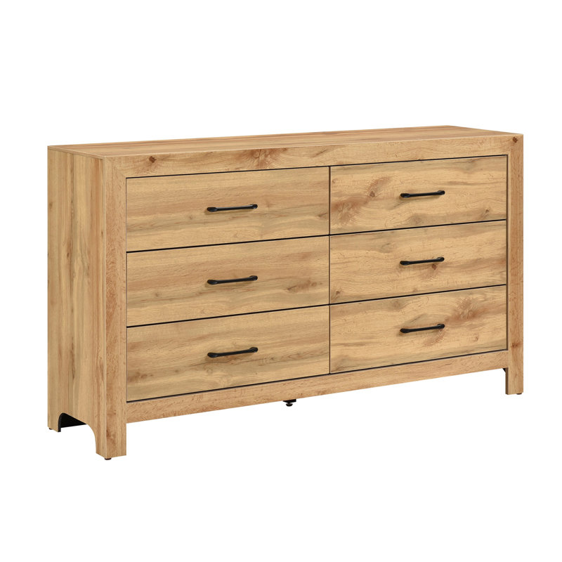 Armoire de rangement pour meuble de chambre à coucher en bois rustique à 6 tiroirs à finition naturelle rustique (commode non incluse)