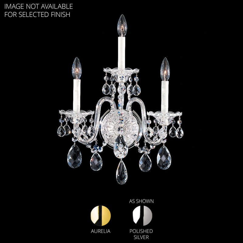 Sterling 3 Light Wall Sconce in Gold with Clear Heritage Handcut Crystals, Chinese (K9), Polished Gold