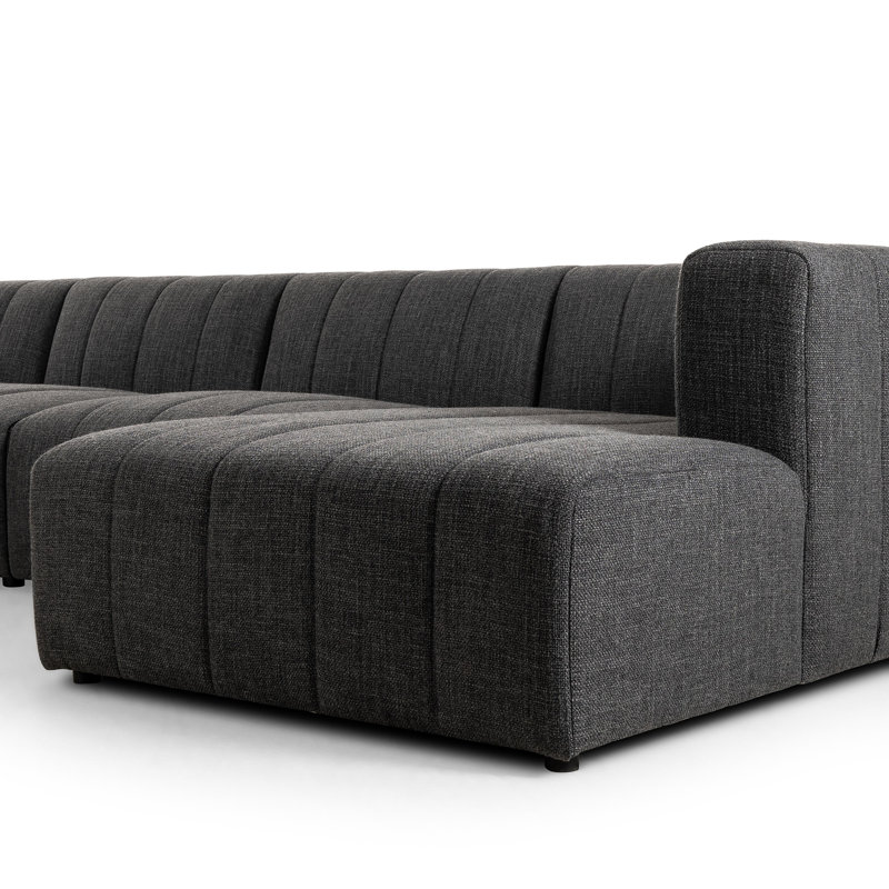 Langham Modular Sectional, Saxon Charcoal Polyester Blend, Right Hand Facing
