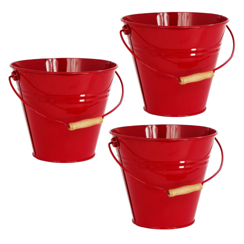 Handmade Metal Pot Planter, Red, 3