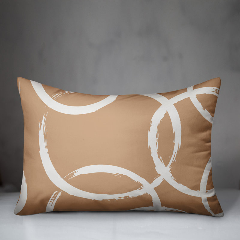 Geometric Outdoor Reversible Throw Pillow, Tan