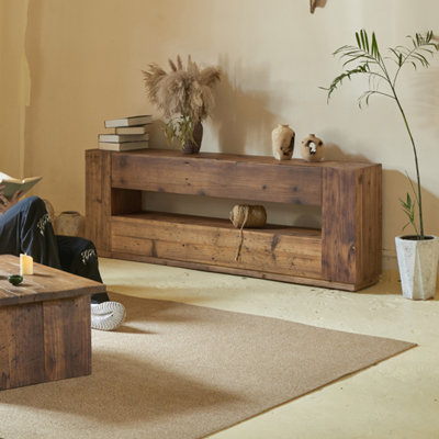 Wabi-sabi retro solid wood TV cabinet