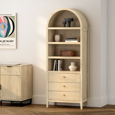 Arched 3-Drawer Bookcase With Adjustable Shelves – Modern Storage Cabinet For Living Room, Bedroom, Home Office