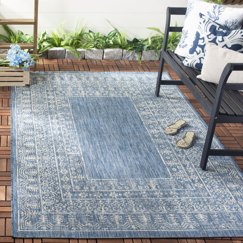 Courtyard Performance Oriental Indoor/Outdoor Area Rug, Rectangle 6'7" x 9'6"