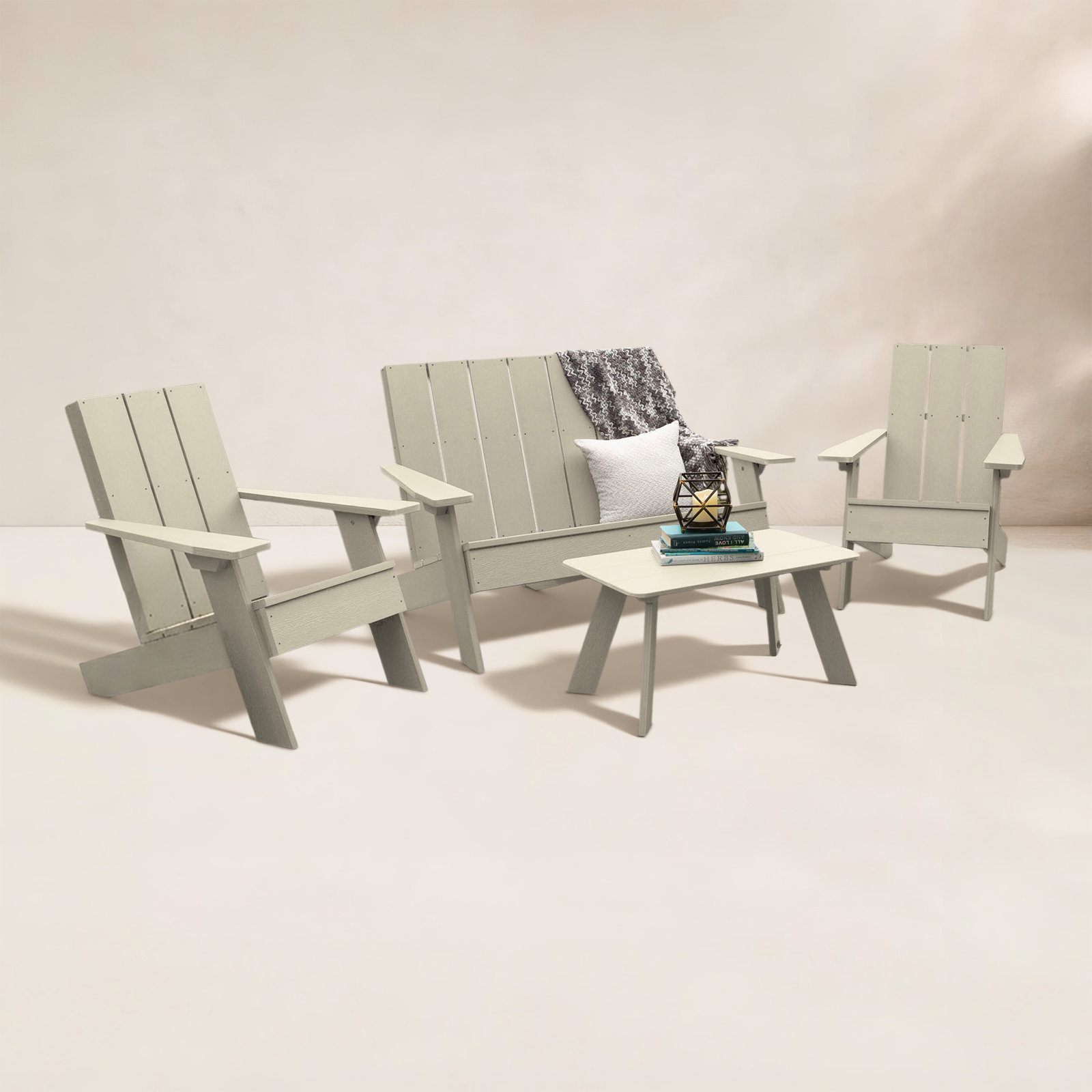Byrnes 4 - Person Patio Conversation Set, White Wash