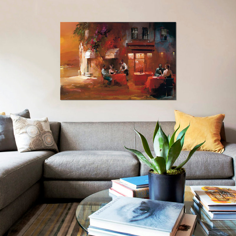 «Dinner for Two II», reproduction sur toile, H 8 po x l 12 po x P 0,75 po, Pas de tapis, Toile tendue