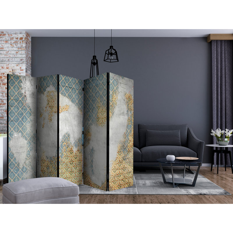 Gregry 225cm W x 172cm H 5 - Panel Solid Wood Folding Room Divider