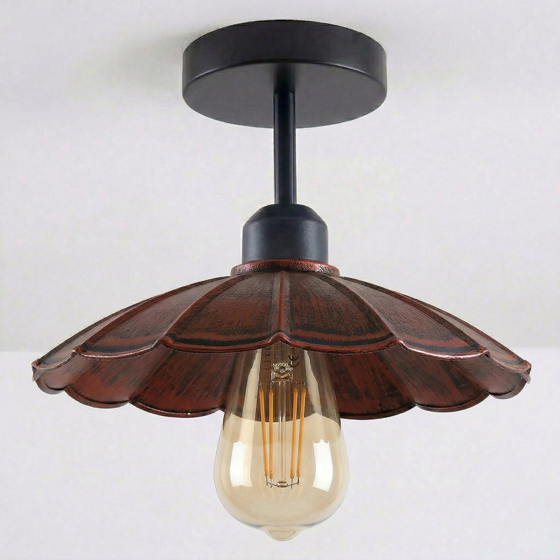 Semi Flush Mount, Yes, Rustic Red