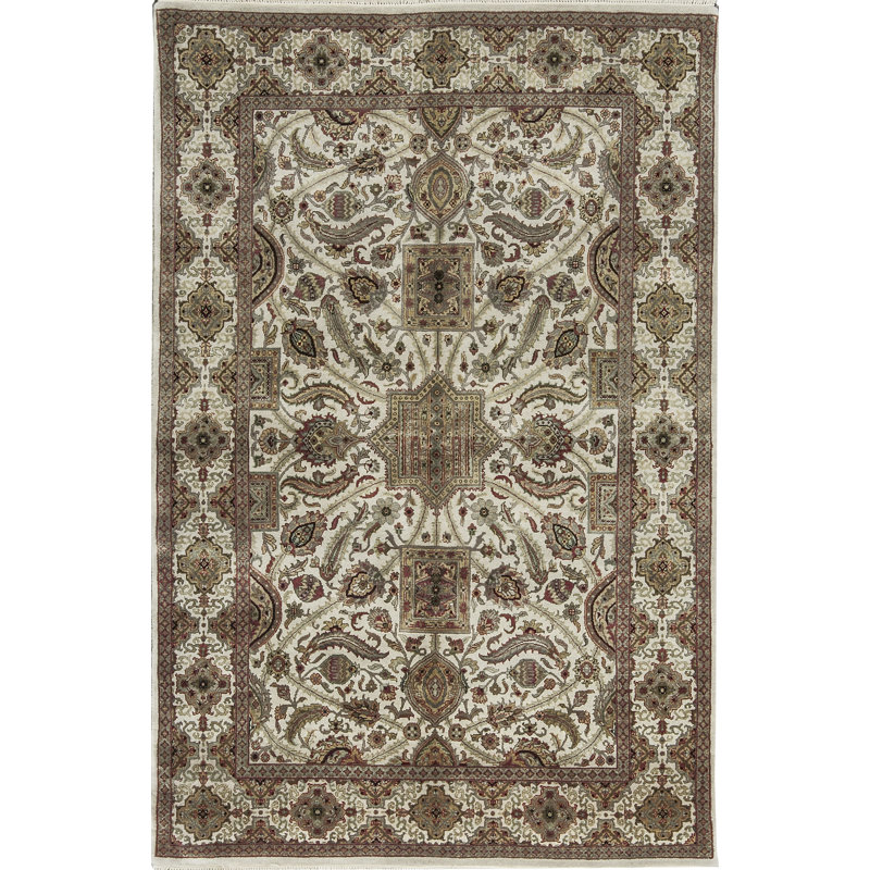 Magnolia Wool Oriental Area Rug in Beige/Brown
