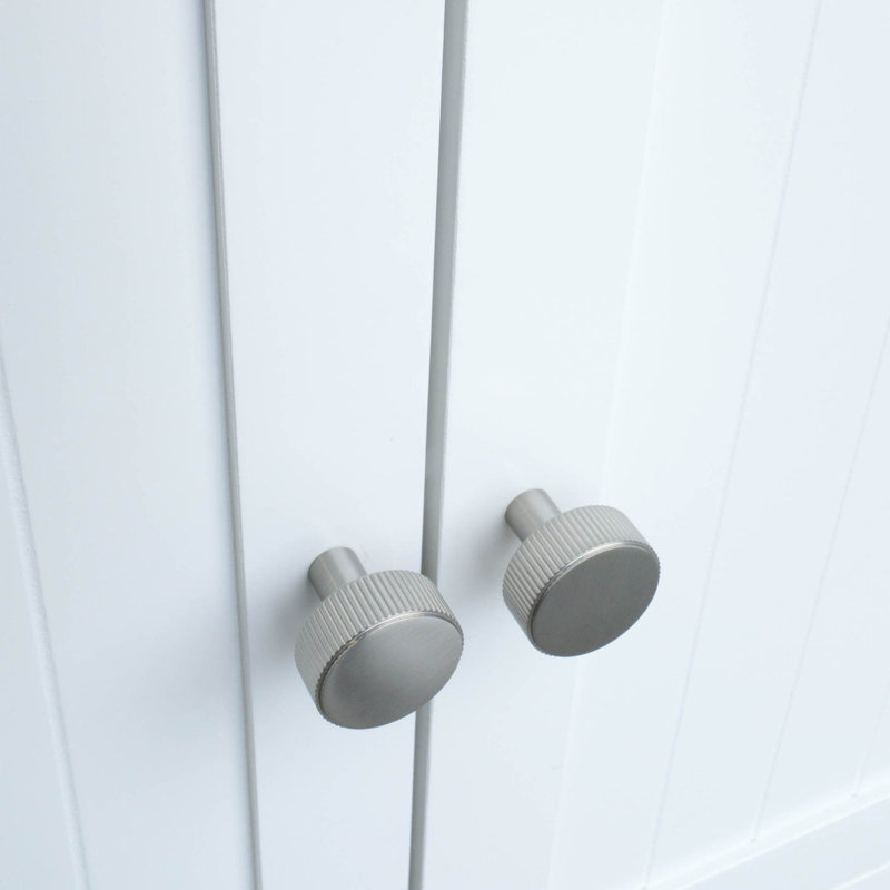 Ribbed Circle Knob, Satin Nickel
