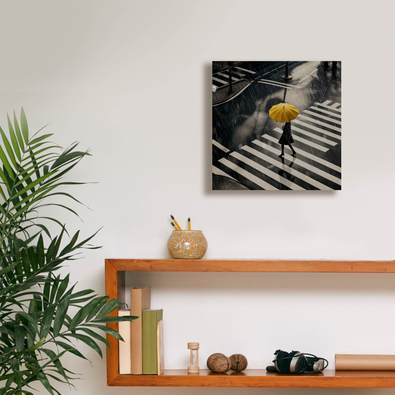 «Yellow Umbrella» par Decent Exposures, art mural sur toile, H 12 po x l 12 po x P 0,75 po