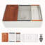 33 po x 20 po x 10 po - Station de travail blanche avec évier de cuisine en céramique durable avec accessoires