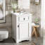 Meuble-lavabo de 20 pouces avec lavabo en céramique, porte à fermeture douce, tablette réglable et support de rangement fixé à la porte, idéal pour les petites salles de bain-70233305