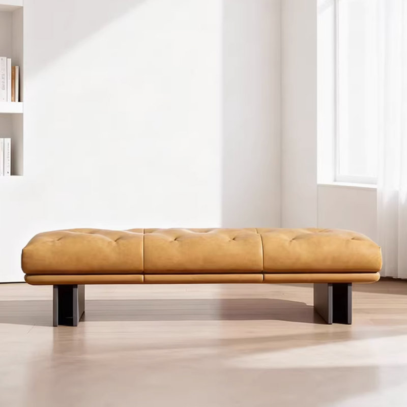 Banc rembourré en bois massif orange, Orange