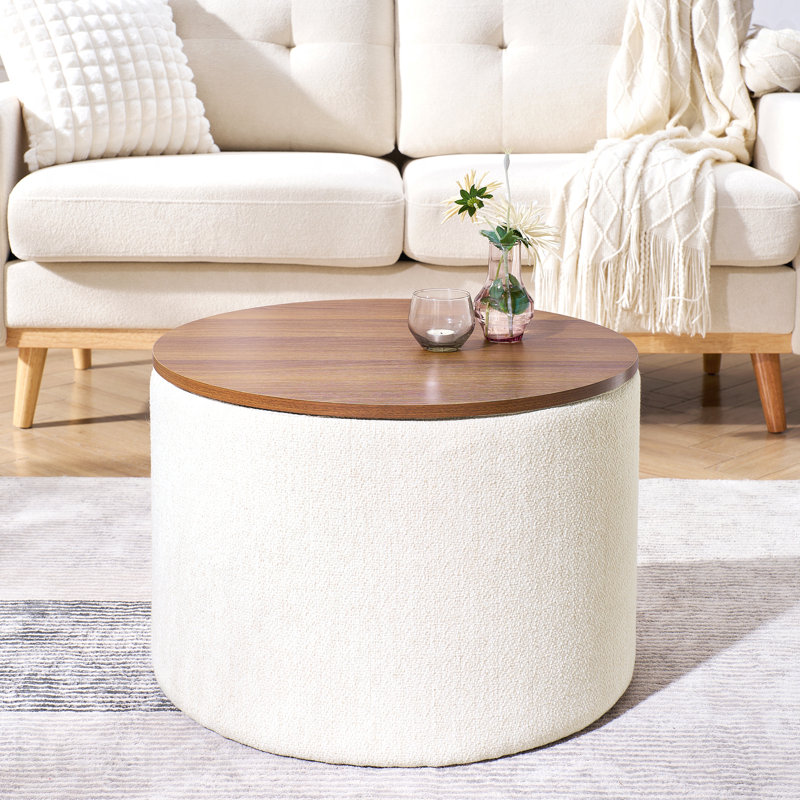 Ensemble de 2 repose-pieds de rangement rembourrés en chenille 2 pièces - Petit tabouret cylindrique, espace de rangement intégré
