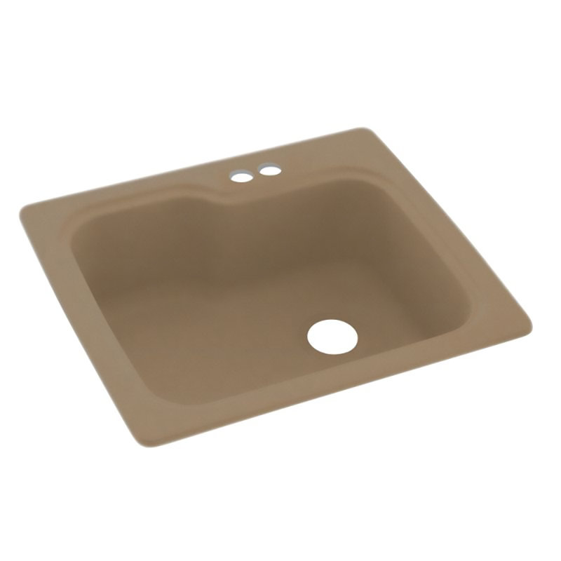 25'' L Mounting / Installation Required Single Bowl Solid Surface Kitchen Sink, 2 Hole 2B, Black Galaxy