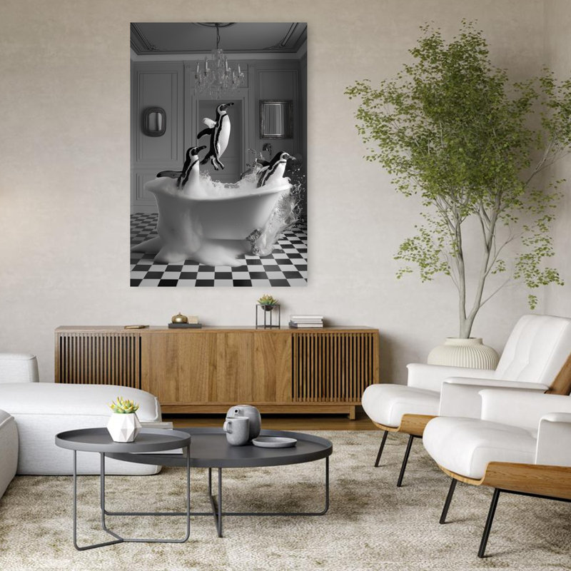 Art contemporain Art contemporain pingouin, H 48 po x l 32 po