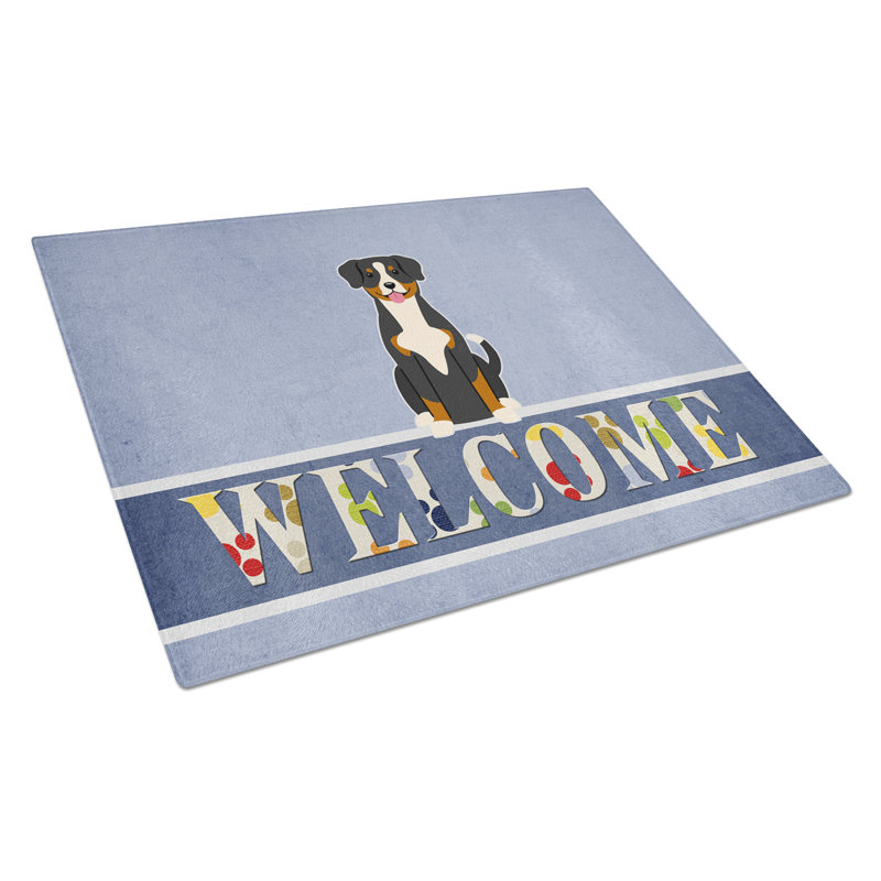 Planche à découper en verre trésors l’entlebuch caroline Welcome Dog