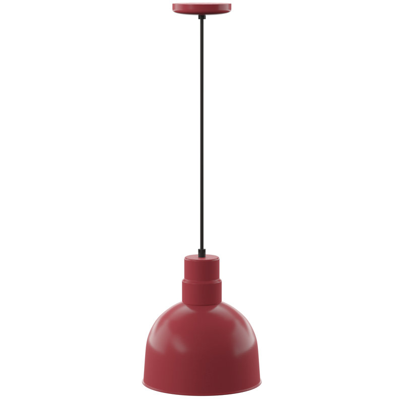 Dhrampla 1 - Light RLM Single Dome Pendant, Satin Red, 11.5" H x 12" W x 12" D