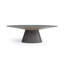 95" Grey Rounded Solid Wood Pedestal Base Dining Table