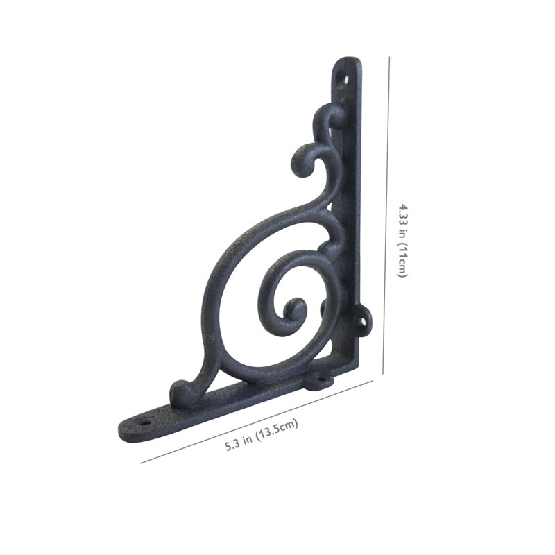Jesup Scroll Wall Shelf Bracket, Antique Black