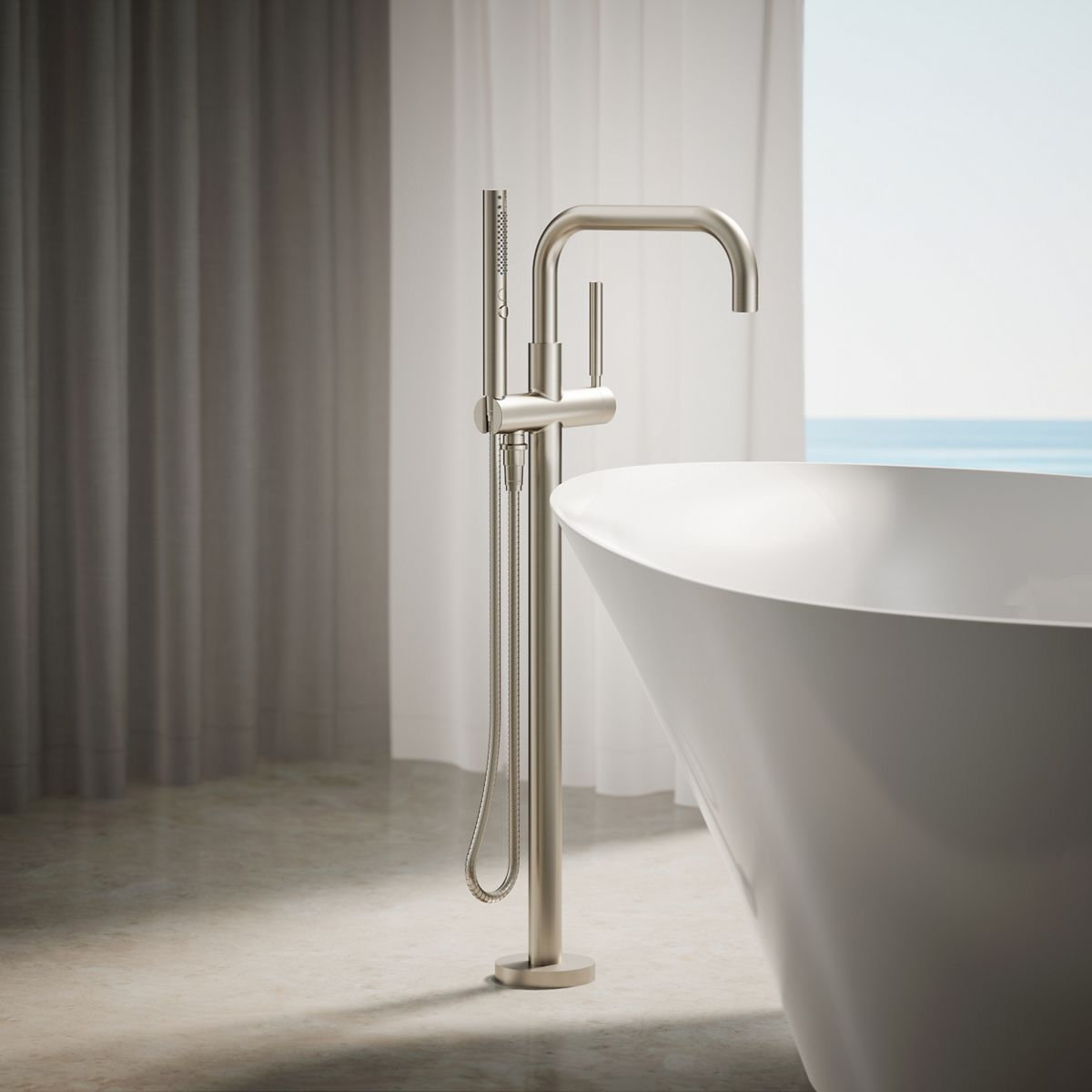 Purist Freestanding Bath Filler Trim, Vibrant Brushed Nickel