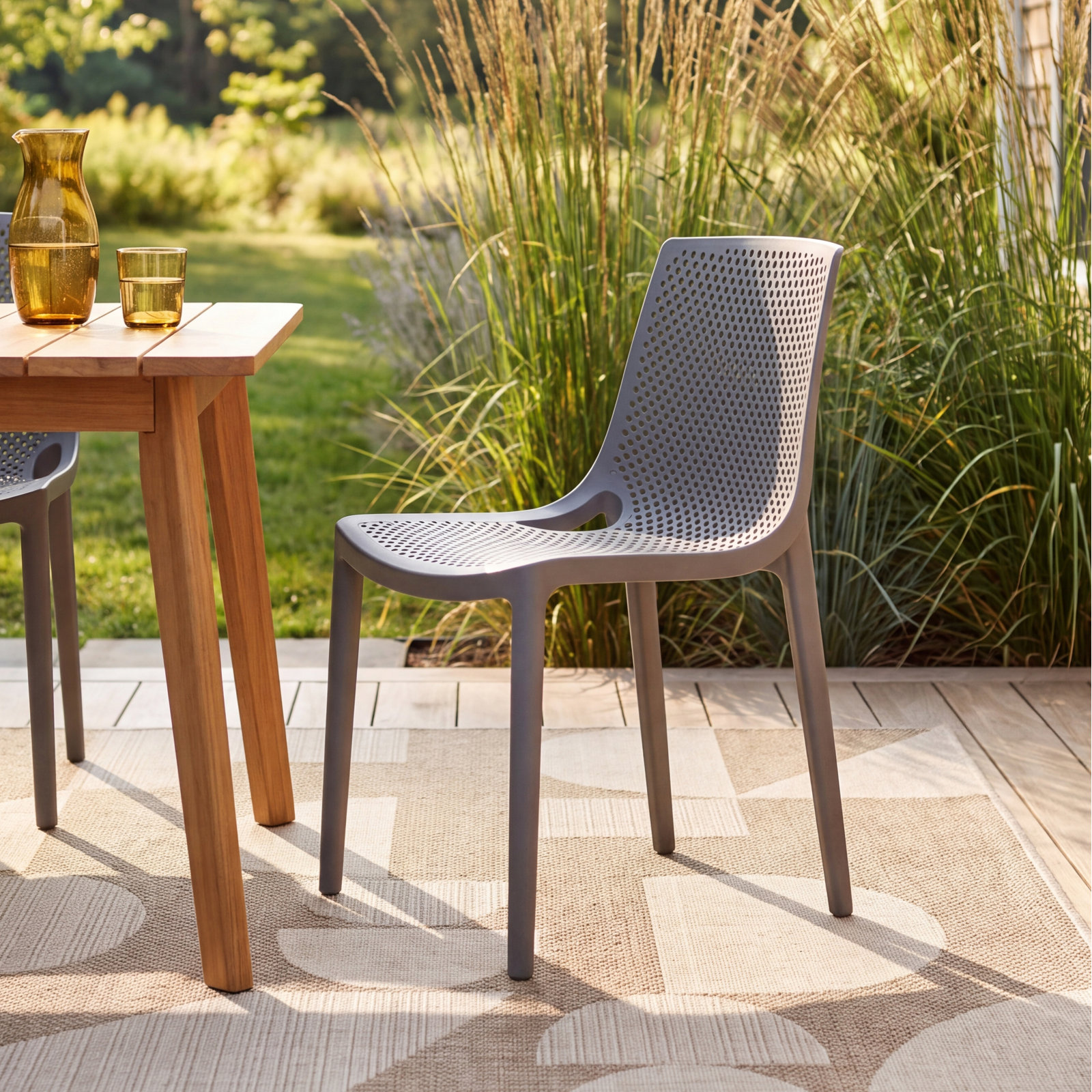 Rafael Stackable Patio Side Chair, Gray